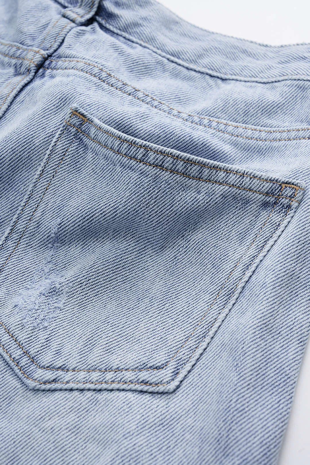 Denim perle kædeindretning revet flossede høje talje shorts sold by Micas product image thumbnail 4