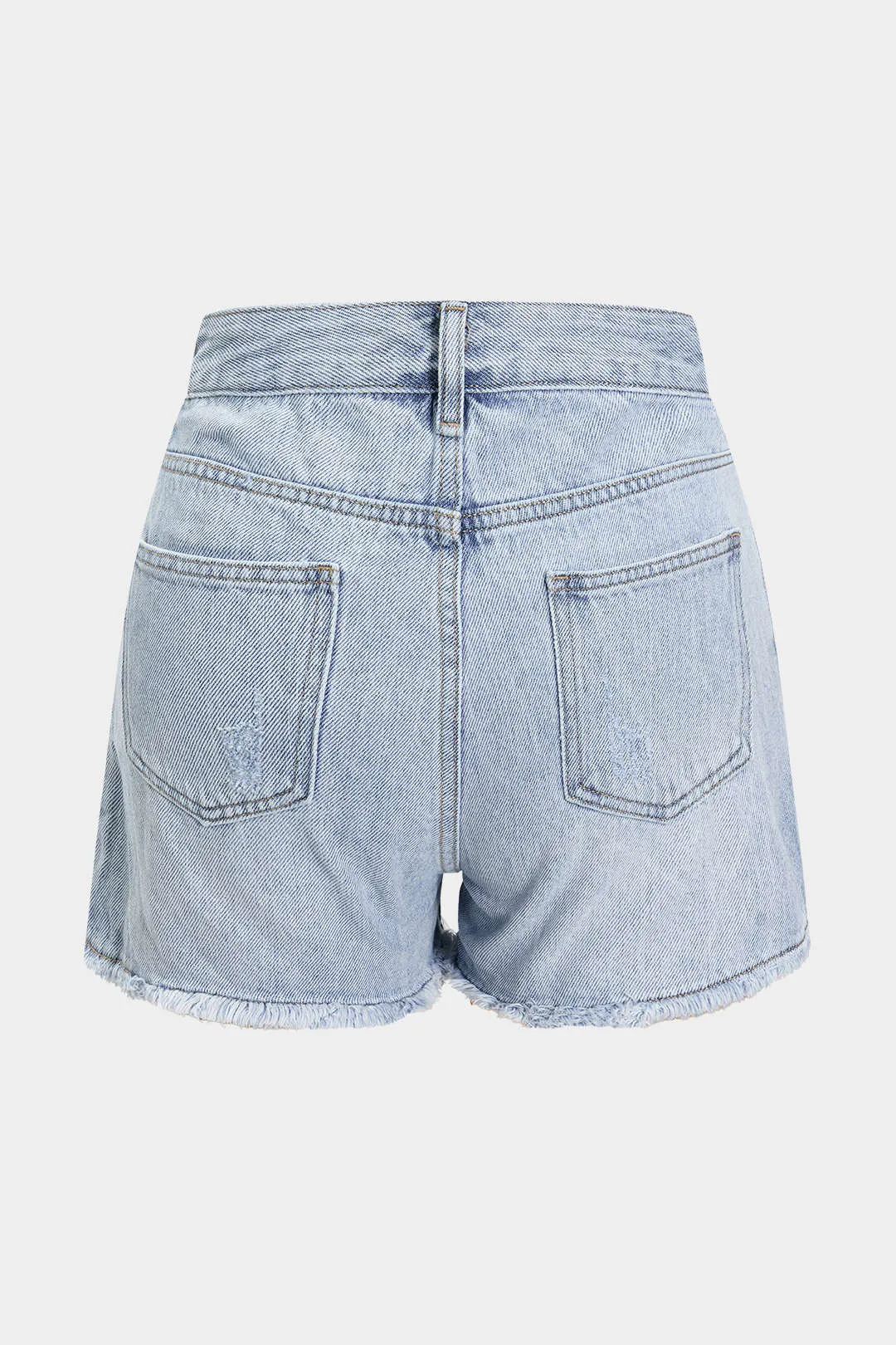Denim perle kædeindretning revet flossede høje talje shorts sold by Micas product image thumbnail 2