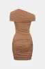 Asymmetrical Ruched Short Sleeve Mini Dress sold by Micas