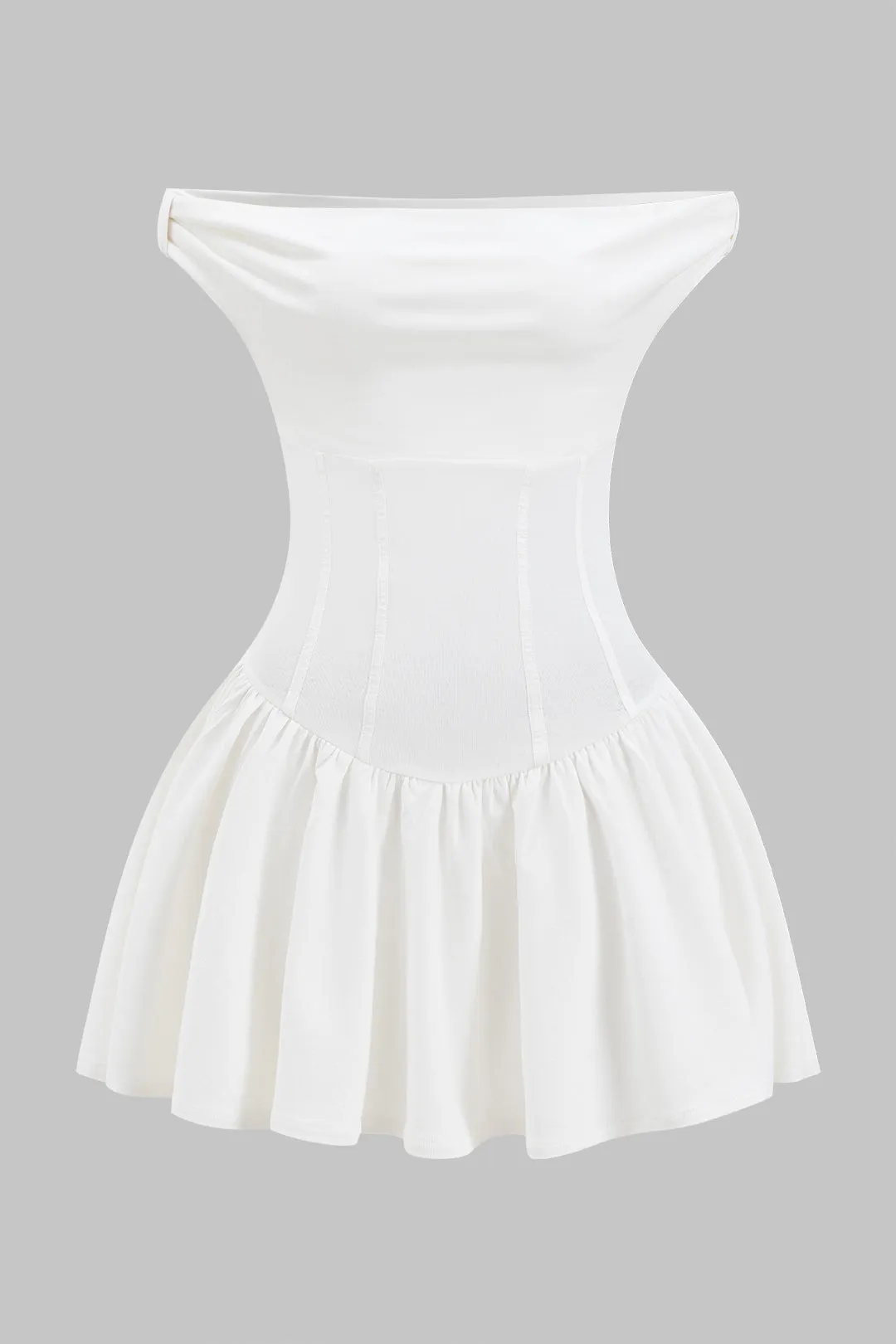 Mesh Off Shoulder Ruched Patchwork Mini Dress sold by Micas