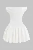 Mesh Off Shoulder Ruched Patchwork Mini Dress sold by Micas