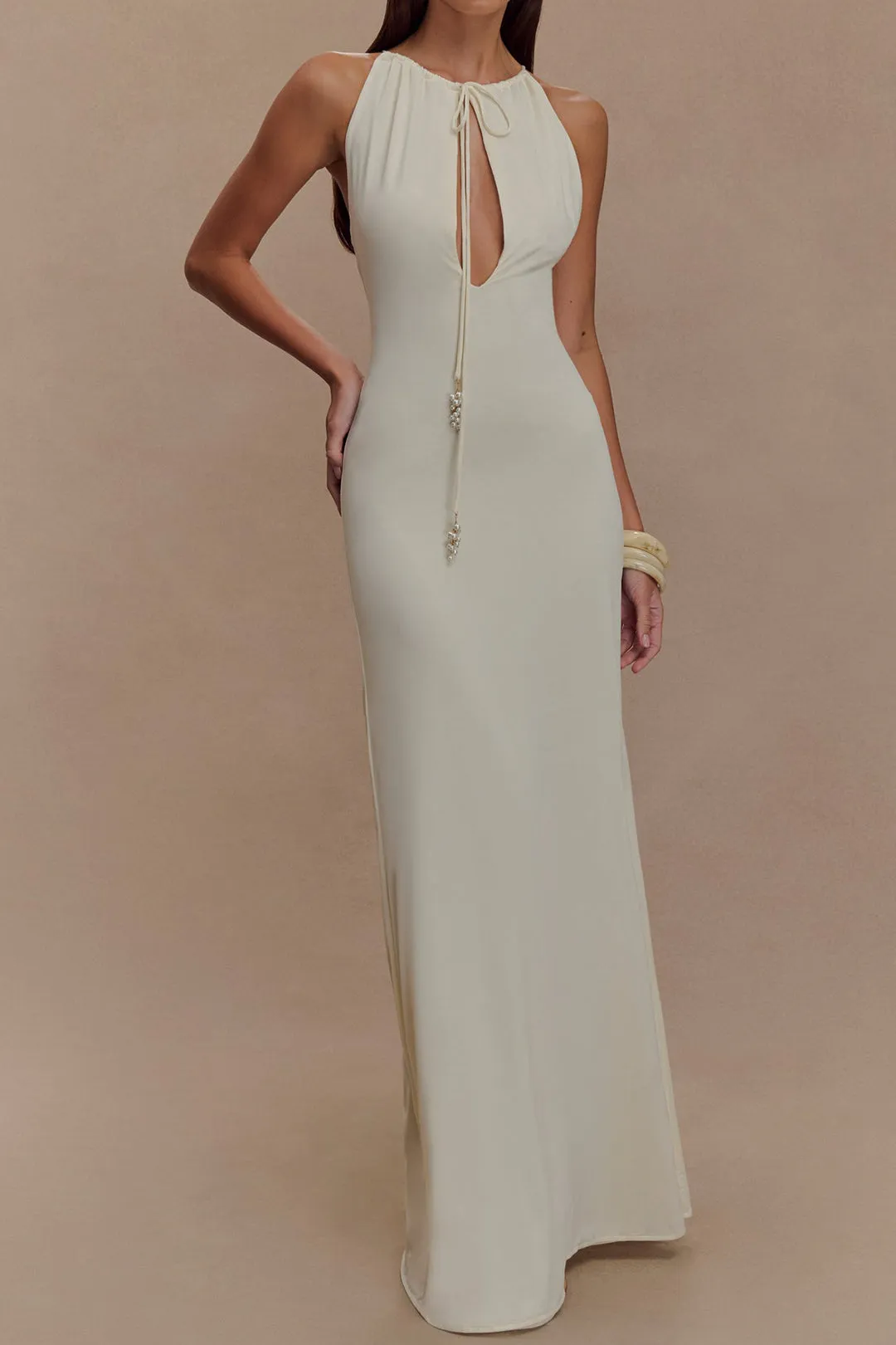 Satin V-Neck Sleeveless Maxi Dress sold by Micas