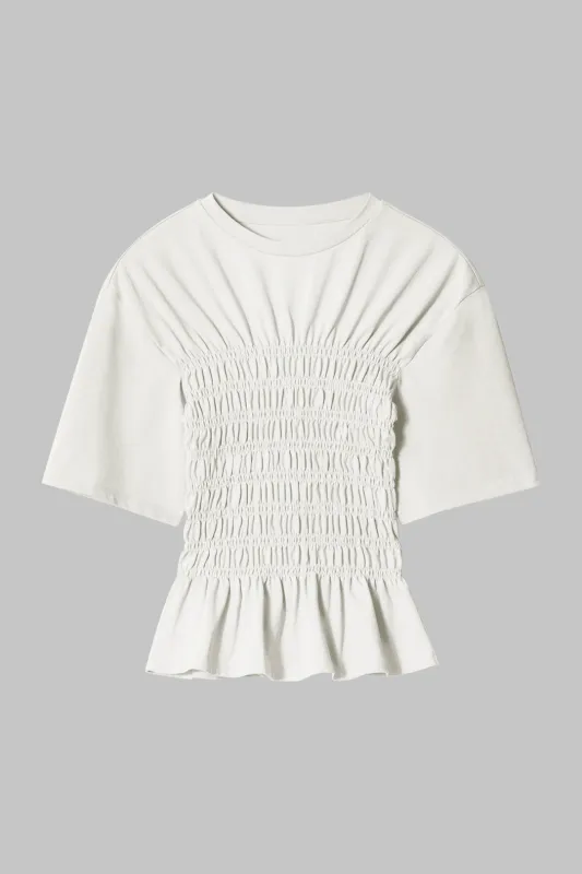 RUCHED SHIRRED KORT SEMME T-SHIRT sold by Micas