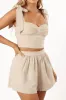 Linnedskireret tank top og ruched shorts sæt sold by Micas