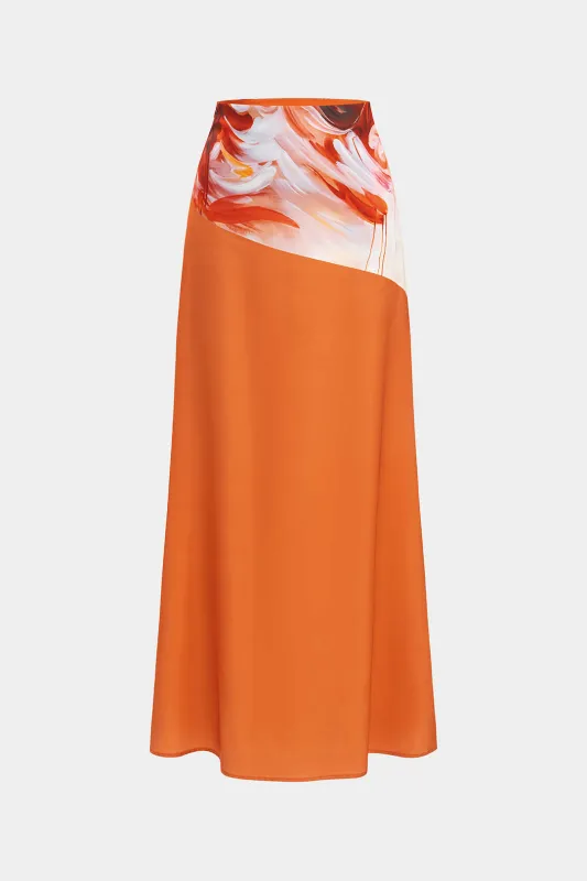 Graffiti print satin nederdel sold by Micas