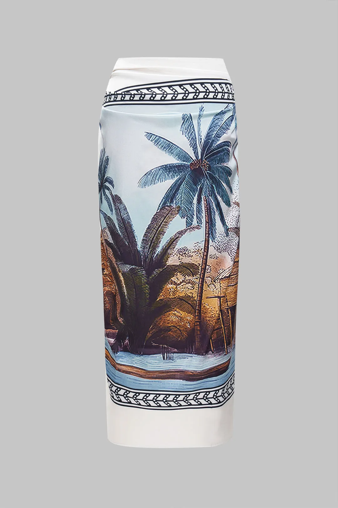 Palm Print Tie Front nederdel sold by Micas product image thumbnail 2