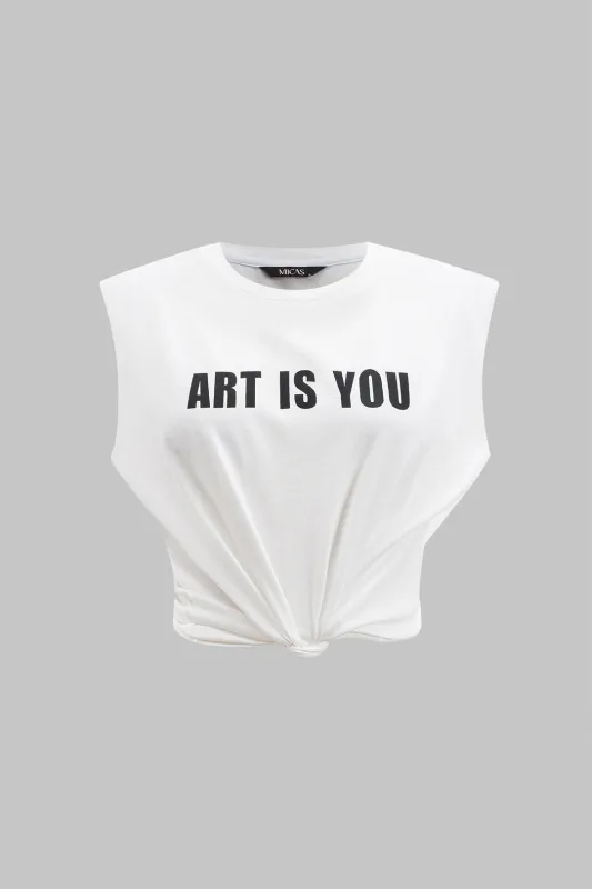 Brevprint ærmeløs t-shirt sold by Micas