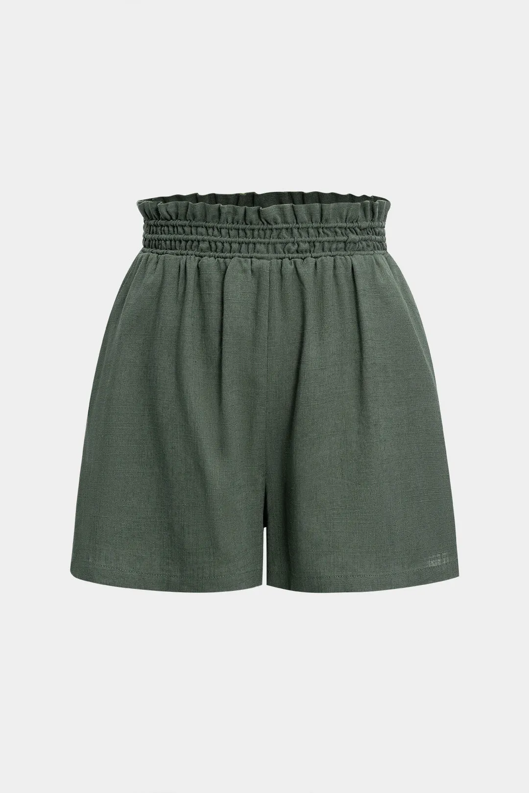 Linned ruched med høj talje brede benshorts sold by Micas