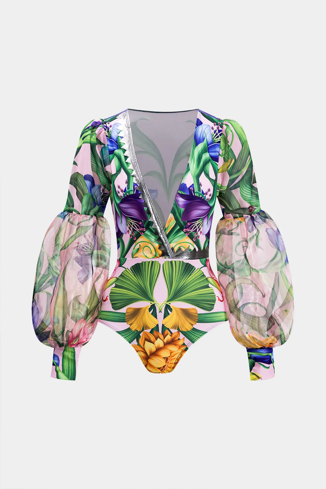 Blomsterprint Ruched V-hals to-stykker bikini-sæt sold by Micas product image thumbnail 2