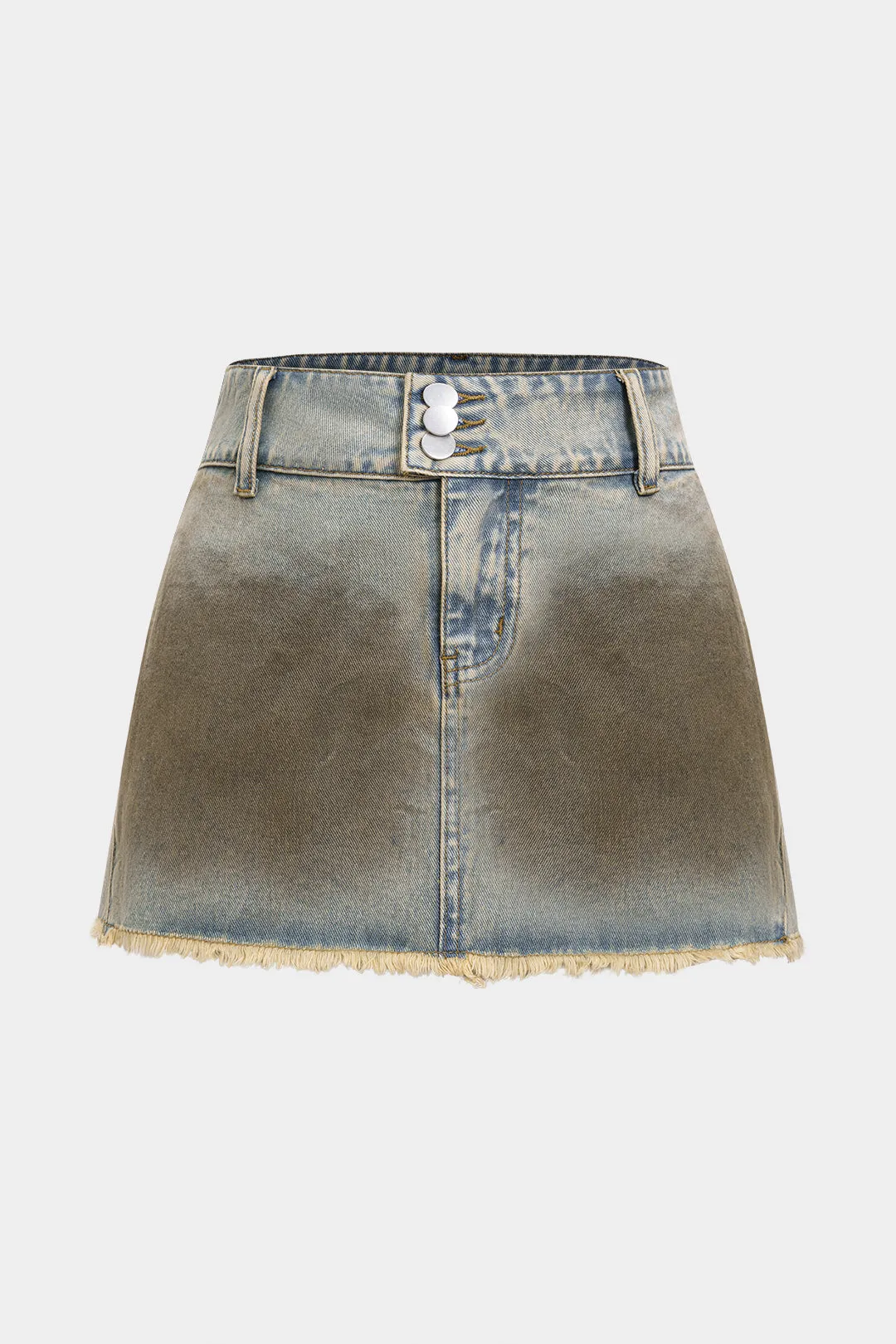 Denim Button Washed Skirt sold by Micas