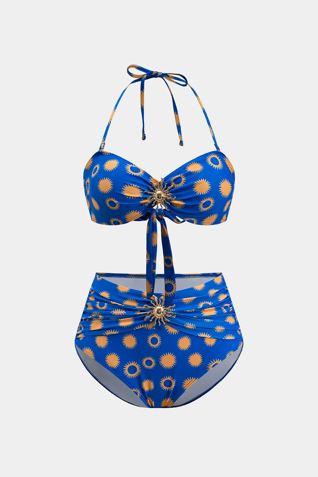 Abstract Contrast Print Metallic Bikini Set sold by Micas
