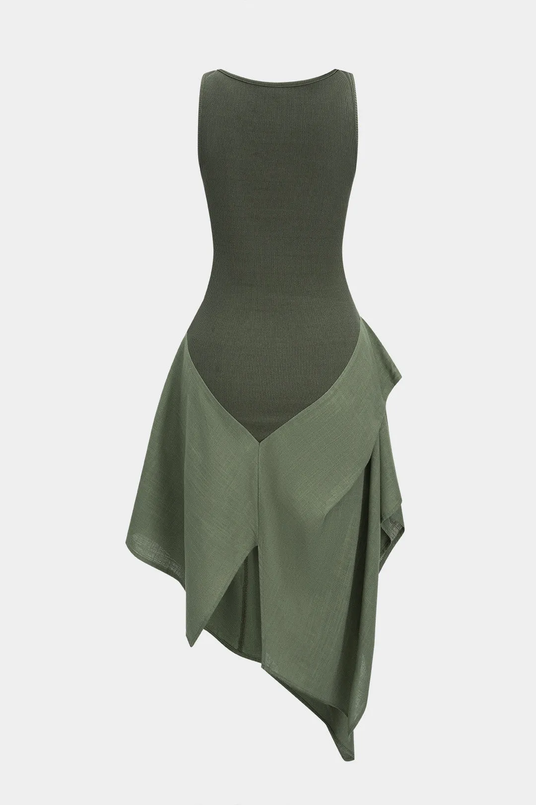 Linned patchwork ruched asymmetrisk ærmeløs maxi kjole sold by Micas product image thumbnail 2