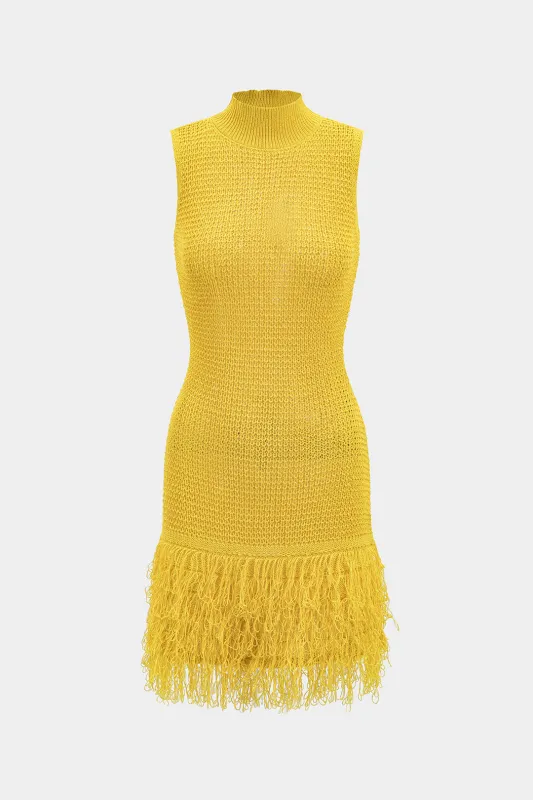 Strik frynse ærmeløs kjole sold by Micas