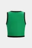 Linned metallisk knap kontrastbindende tank top sold by Micas