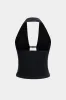 V-hals halter udskåret metallisk indretningstank top og ruched nederdel sæt sold by Micas