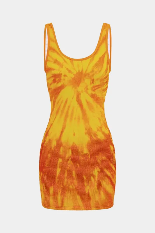 Tie Dye Print Tank Sleeveless Mini Dress sold by Micas