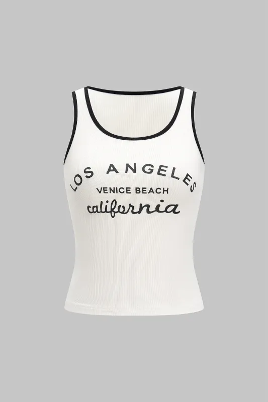 Kontrastbrevprint tank top sold by Micas