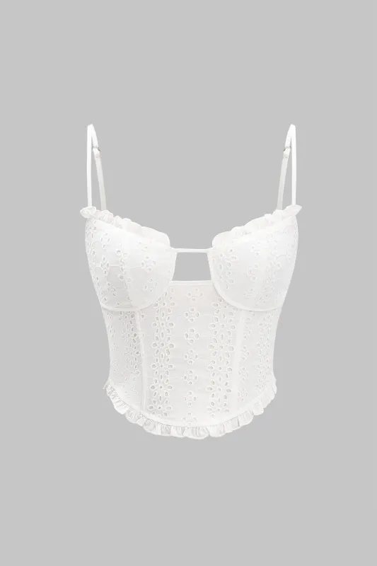 Slip hul ud ruffle lynlås cami top sold by Micas
