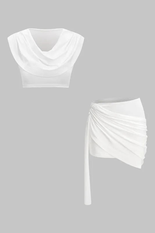 Cowl Neck Tank Top og Ruched Nederdel sæt sold by Micas