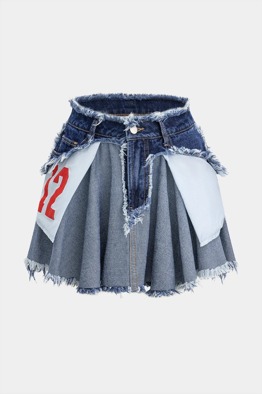 Denim revet flosset nederdel sold by Micas
