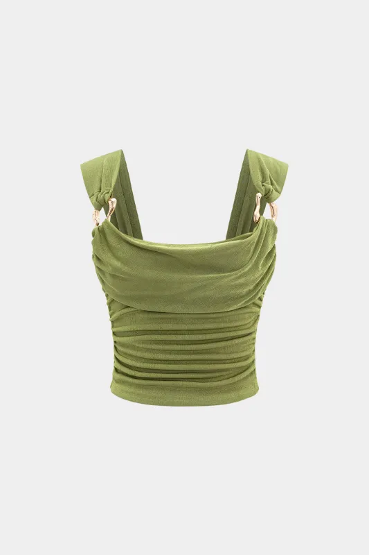 Metallisk indretning Cowl Neck Ruched Tank Top sold by Micas