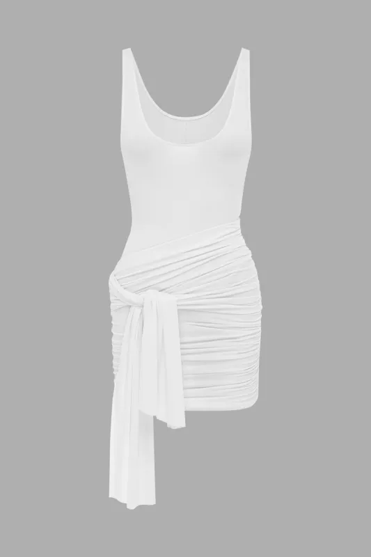 Ærmeløs bodysuit og asymmetrisk binding Ruched nederdel sæt sold by Micas