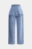 Denim patchwork lomme lynlås jeans sold by Micas
