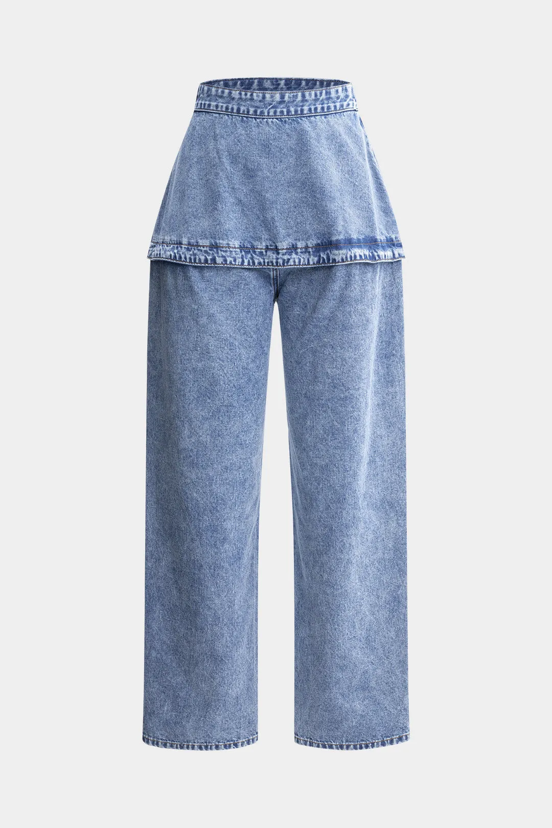 Denim patchwork lomme lynlås jeans sold by Micas