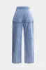 Denim patchwork lomme lynlås jeans sold by Micas