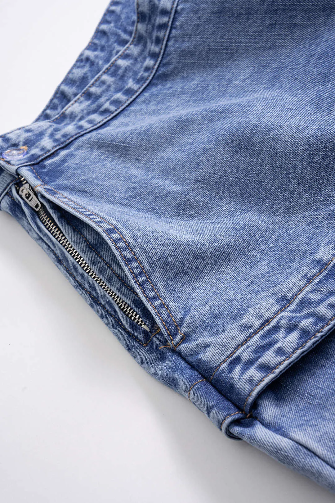 Denim patchwork lomme lynlås jeans sold by Micas product image thumbnail 3