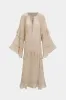 Mesh Sheer Tie-Up Ruffle Langærmet maxi kjole sold by Micas
