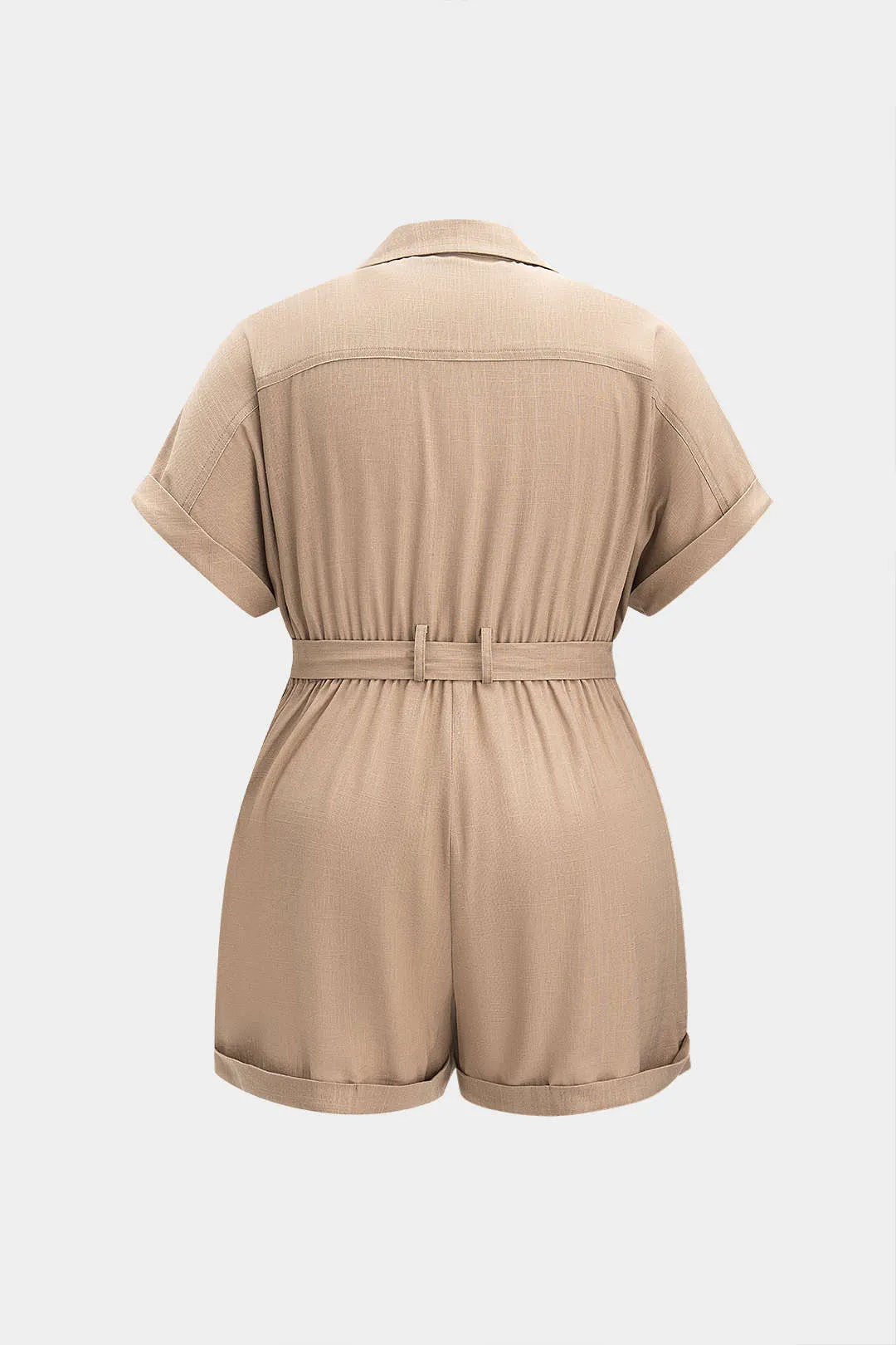 Plus størrelse linned knap bæltet kortærmet romper sold by Micas product image thumbnail 2