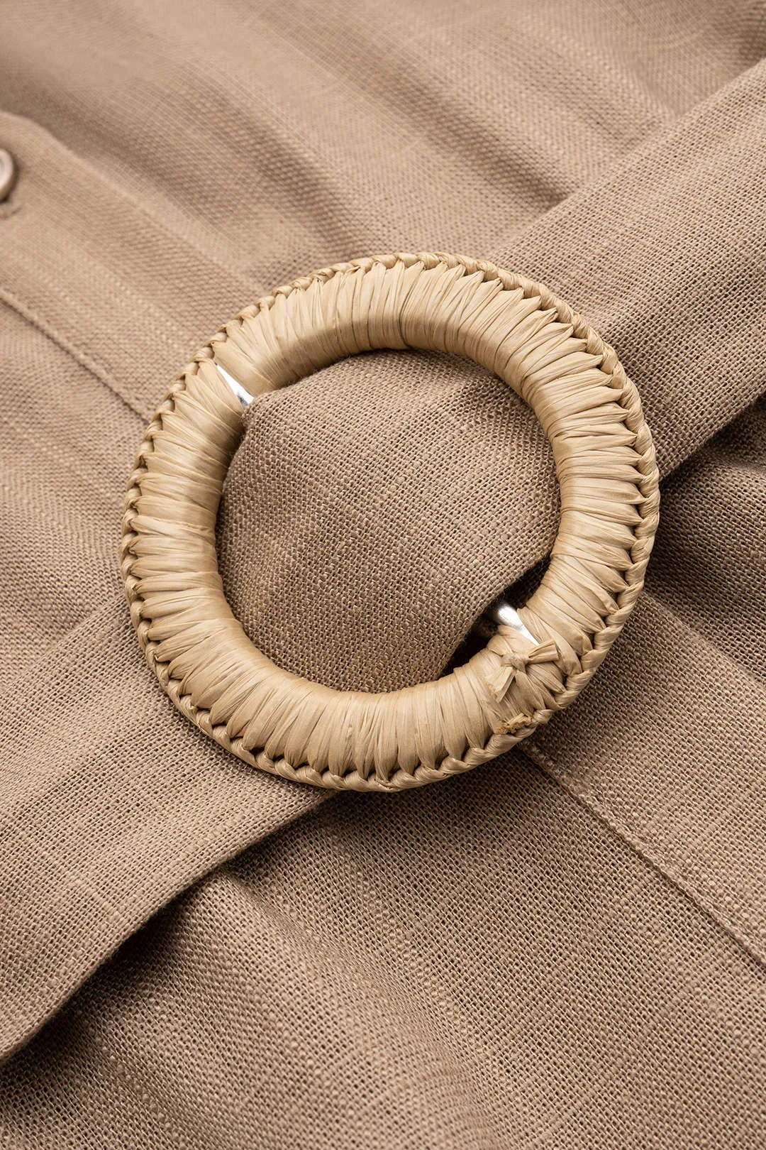 Plus størrelse linned knap bæltet kortærmet romper sold by Micas product image thumbnail 3