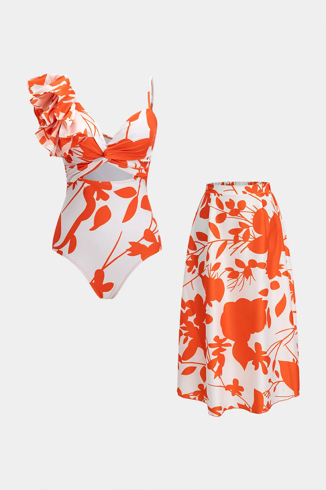 Floral Print Asymmetrical Two-Pieces Bikini Set sold by Micas