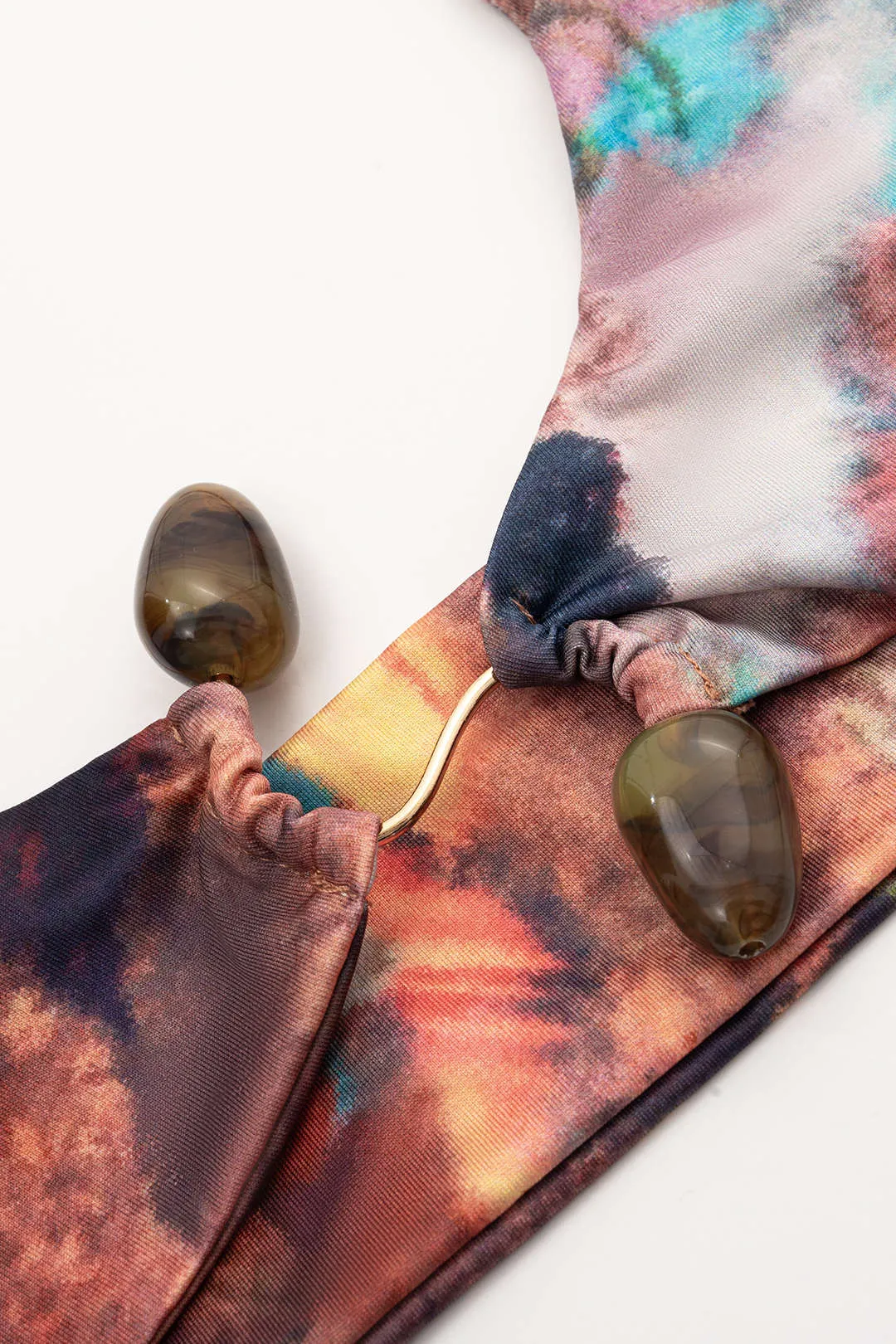 Tie-dye-print Metallic Decor Beaded To-Pieces Bikini Set sold by Micas product image thumbnail 3