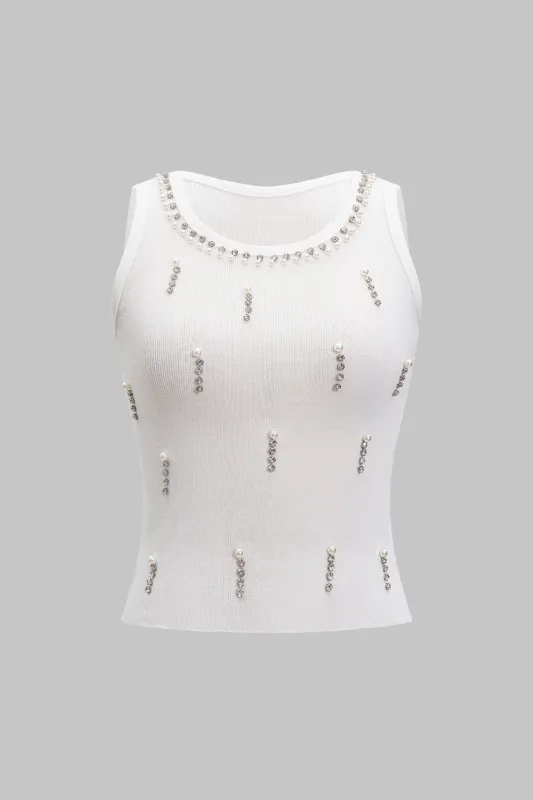 Strik rhinestone ærmeløs tank top sold by Micas