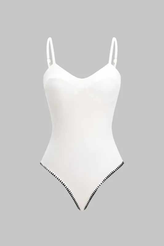 Kontrastbindende bustier ærmeløs bodysuit sold by Micas