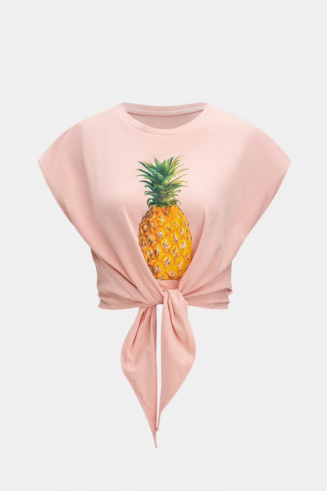 Frugtprint Knot Ruched T-shirt sold by Micas