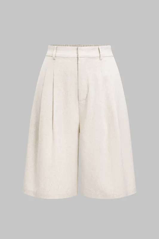 Linned ruched brede benshorts sold by Micas