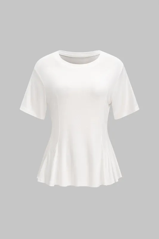 Round Neck Short Sleeve Ruched T-shirt sold by Micas