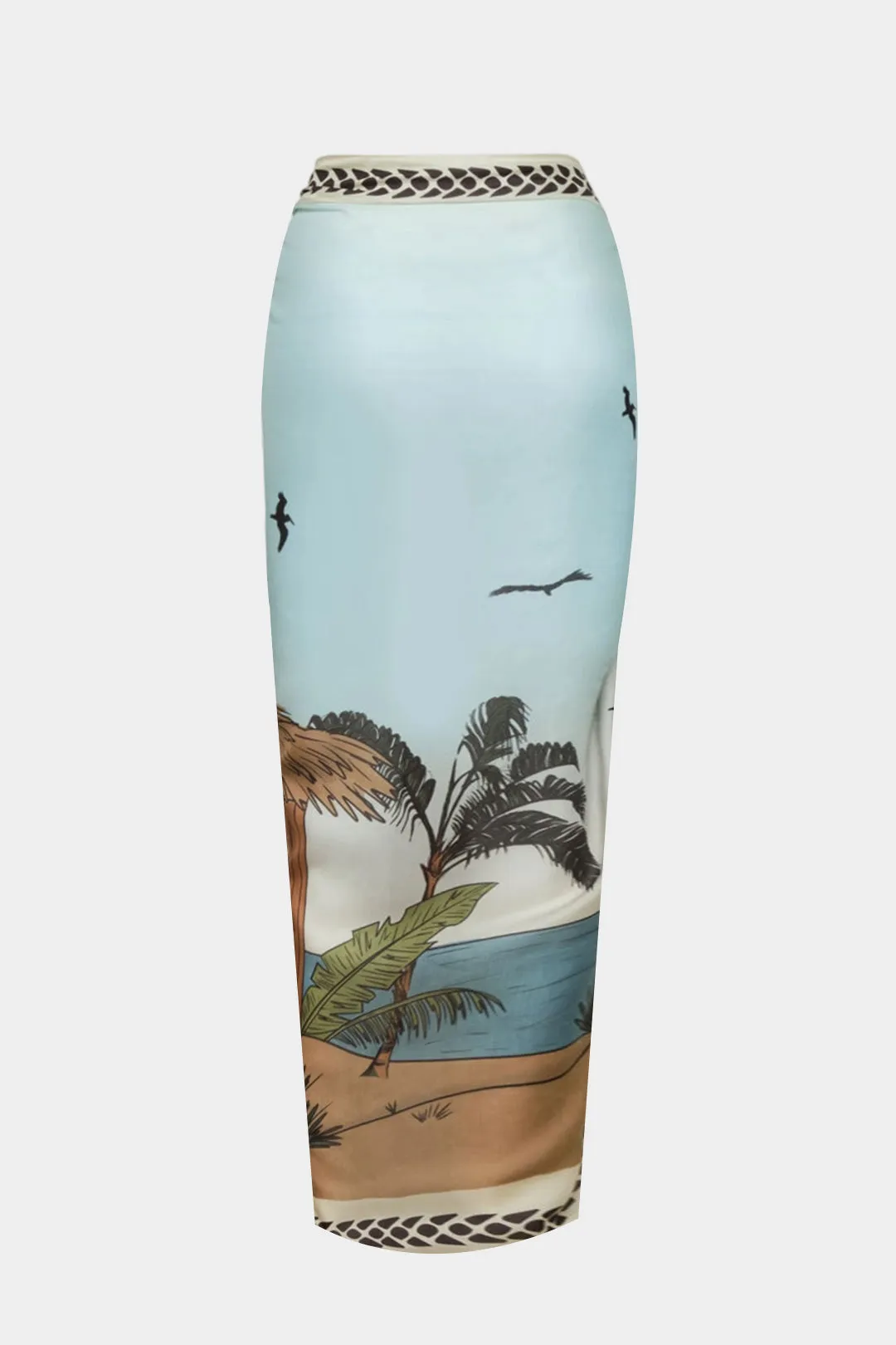 Kokosnød palme print chiffon slips front nederdel sold by Micas product image thumbnail 2