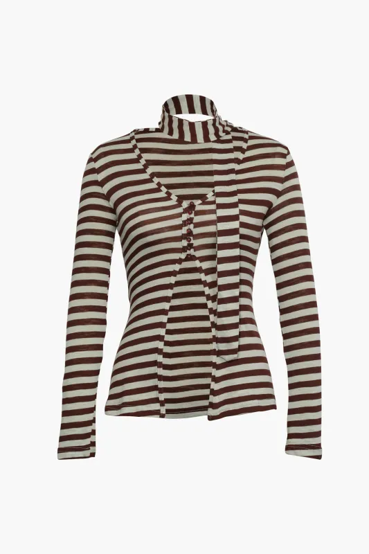 Stripe Print Langærmet top sold by Micas