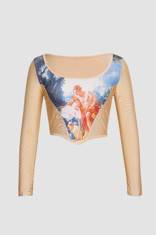 Firkantet hals langærmet bustier lange ærmer top sold by Micas