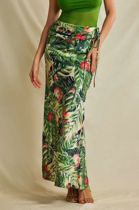 Blomsterprint tie side havfrue nederdel sold by Micas
