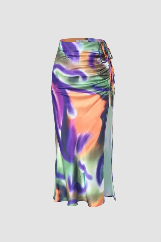 Abstrakt udskrivning af slitskørt sold by Micas