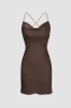 Satin Cowl Neck Bind Mini Dress Back sold by Micas