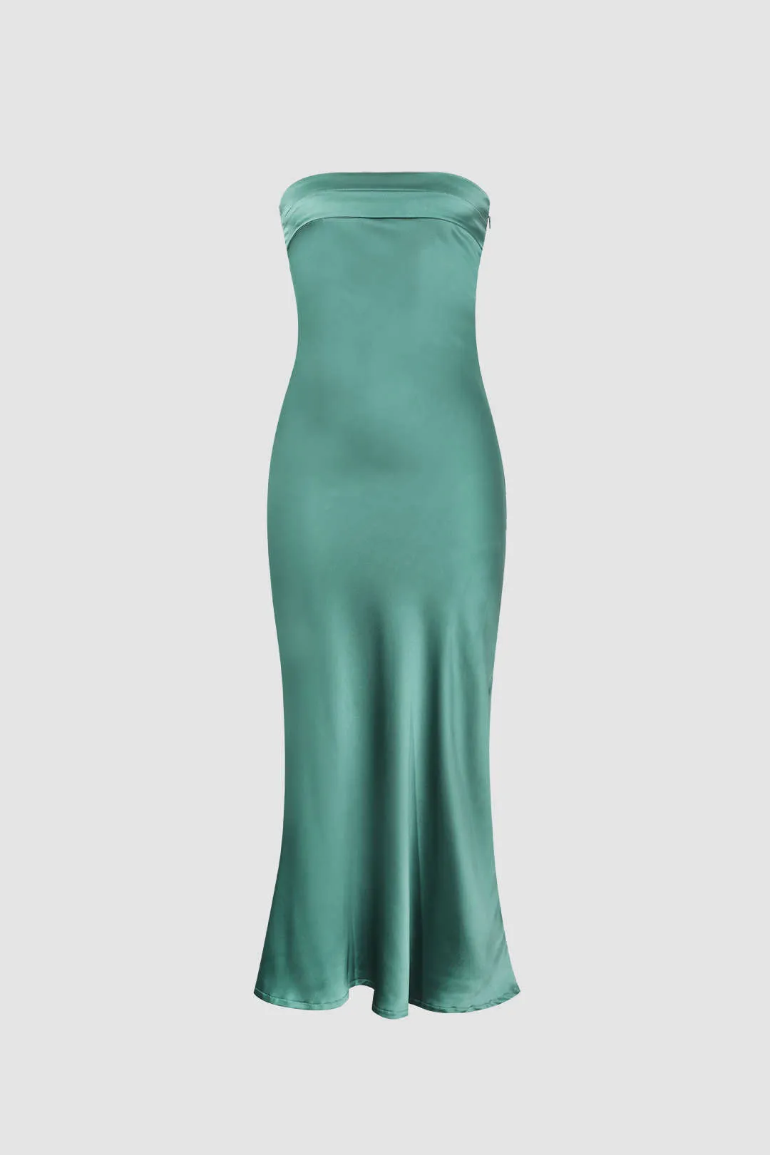 Satin stroppeløs midi -kjole sold by Micas