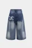 Denim flåede høje talje lige benhorts sold by Micas