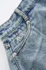 Denim brede ben frynseshorts sold by Micas