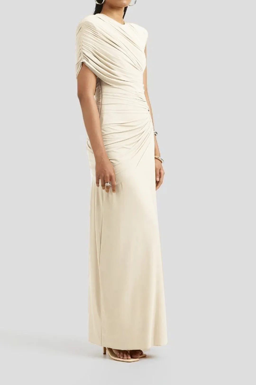 Ruched Asymmetrical Short Sleeve Maxi Dress sold by Micas product image thumbnail 2